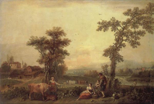 Francesco Zuccarelli Landscape with a Woman Leading a Cow Germany oil painting art